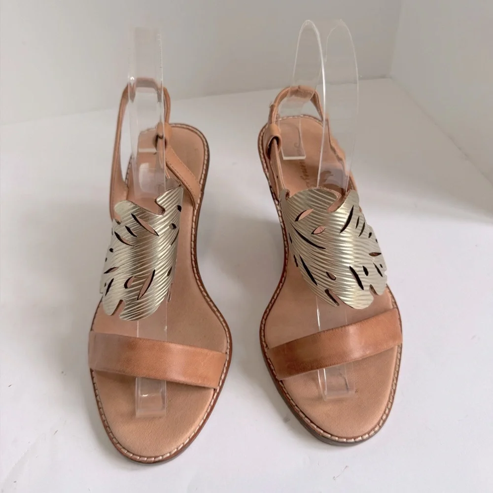 Tommy Bahama Plumeria Leather Wedge Sandals Size 6.5_7